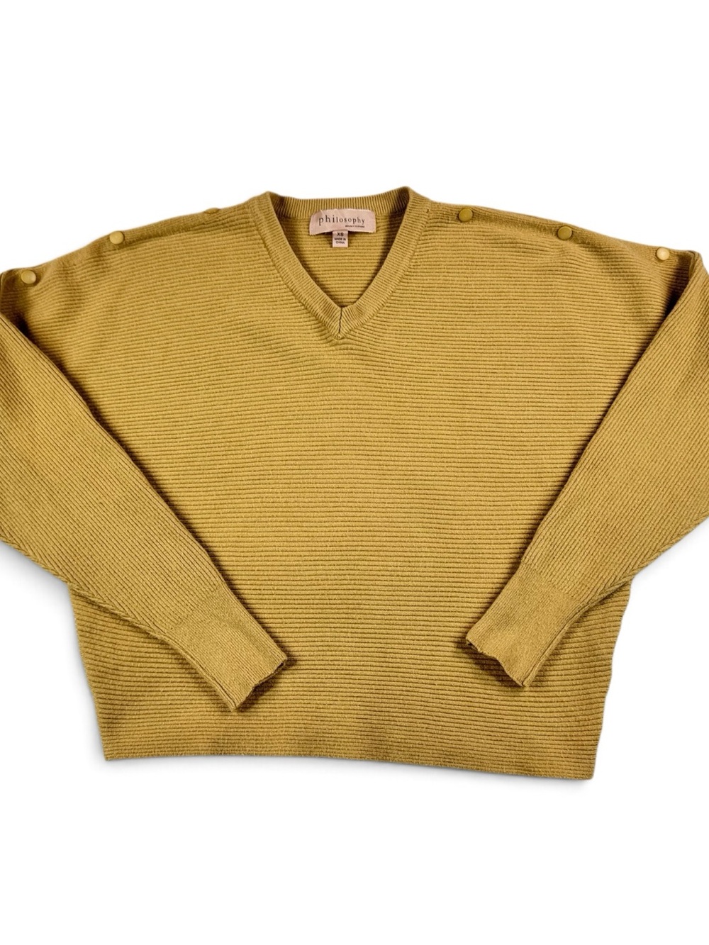 Philosophy Women's V-Neck Button-Shoulder Sweater in Mustard - XS